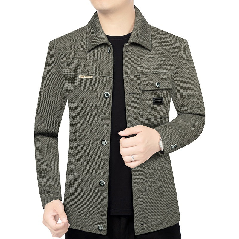 Herren Strukturiertes Overshirt im Glencheck-Relief mit Hemdkragen Drune
