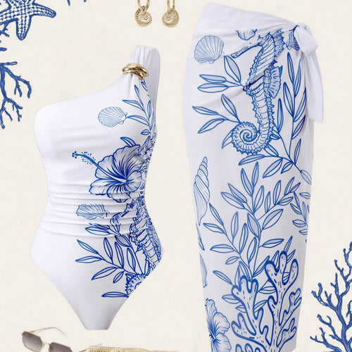 Damen Einteiler Badeanzug mit luxuriösem floralem Design Drune