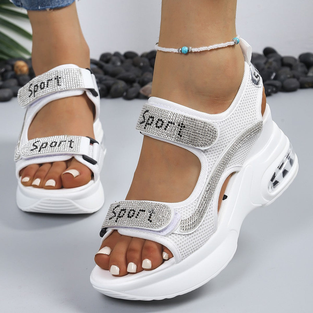 Damen Sportliche Sandalen mit funkelnden Applikationen und atmungsaktivem Obermaterial Drune