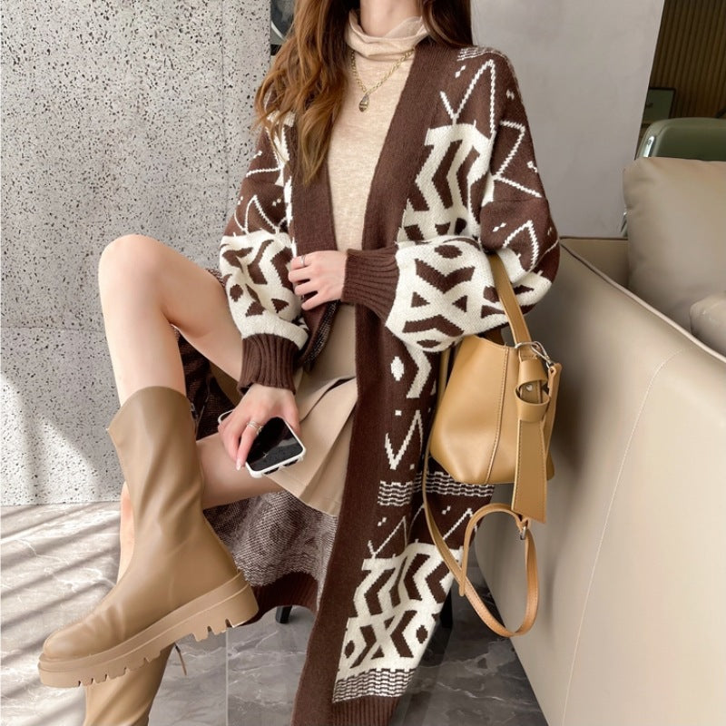 Damen Strickjacke im angesagten Ethno-Style mit weitem Schnitt Drune