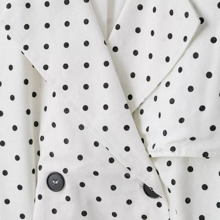 Damen Kurz geschnittener Trenchcoat mit Bindegürtel, Doppelreihe und Polka-Dot-Print Drune