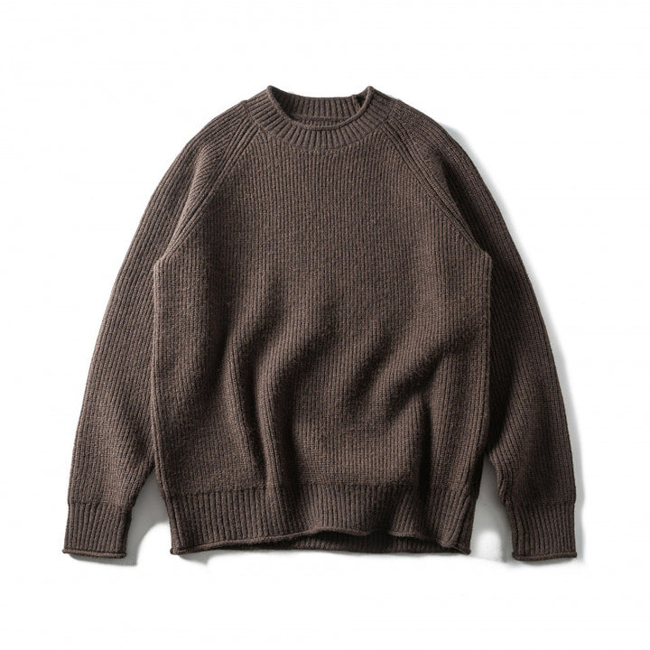 Unisex Grobgestrickter Rundhals-Pullover im Oversize-Boxy-Cut mit Raglanärmeln Drune