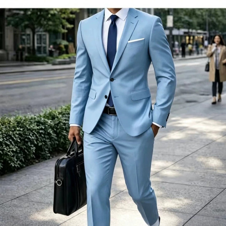 Herren Zweiteiliger Slim-Fit Businessanzug mit tailliertem Revers und schlanker Anzughose Drune