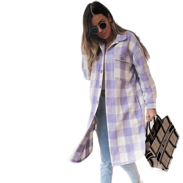 Damen Oversized Karohemdenjacke Drune