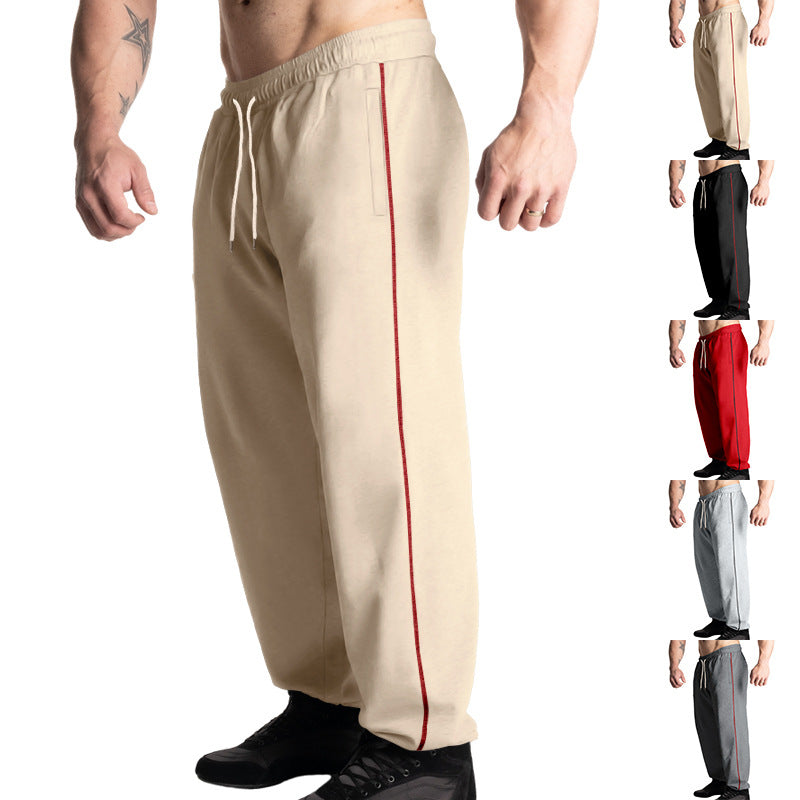 Herren nan weite Freizeit-Jogginghose mit elastischem Tunnelzugbund, dezentem Seitenstreifen und tiefen Eingrifftaschen Drune