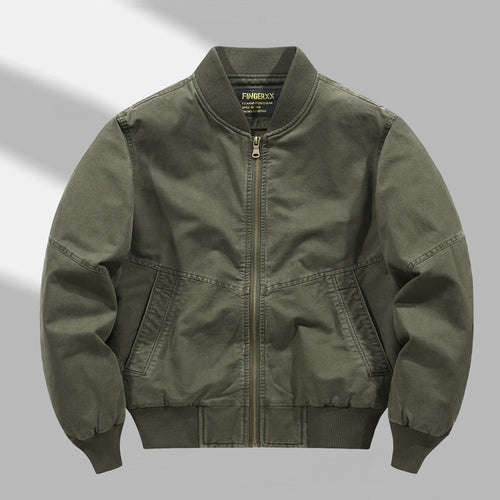 Men's  military-inspired canvas utility bomber jacket with reinforced elbow panels and angled welt pockets Drune