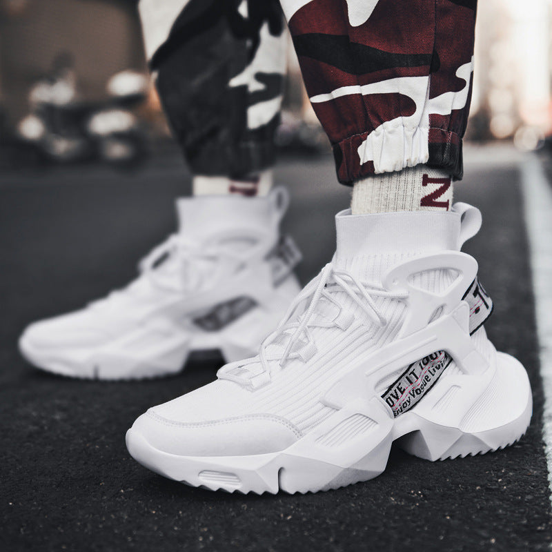 Herren Futuristische High-Top Strick-Sneaker mit Exoskelett-Fersenstütze Drune