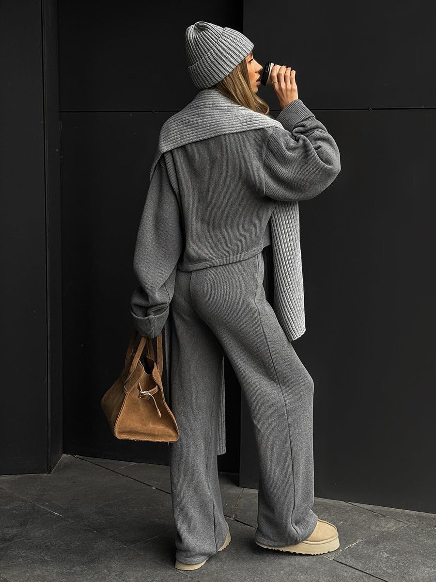 Drune | Reißverschluss Langarmjacke und Weite Hose Anzug