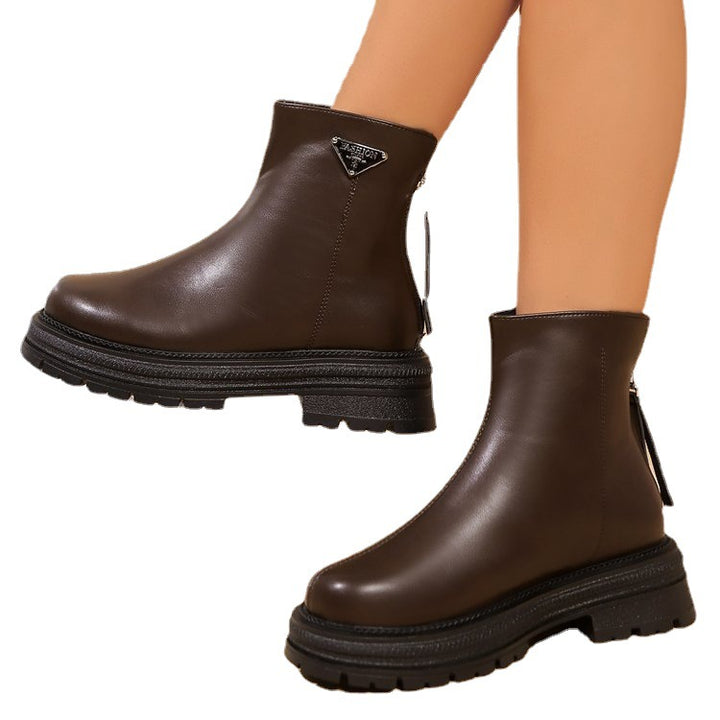 Damen Stiefeletten mit robustem Gummiprofil und modischem Reißverschluss Drune