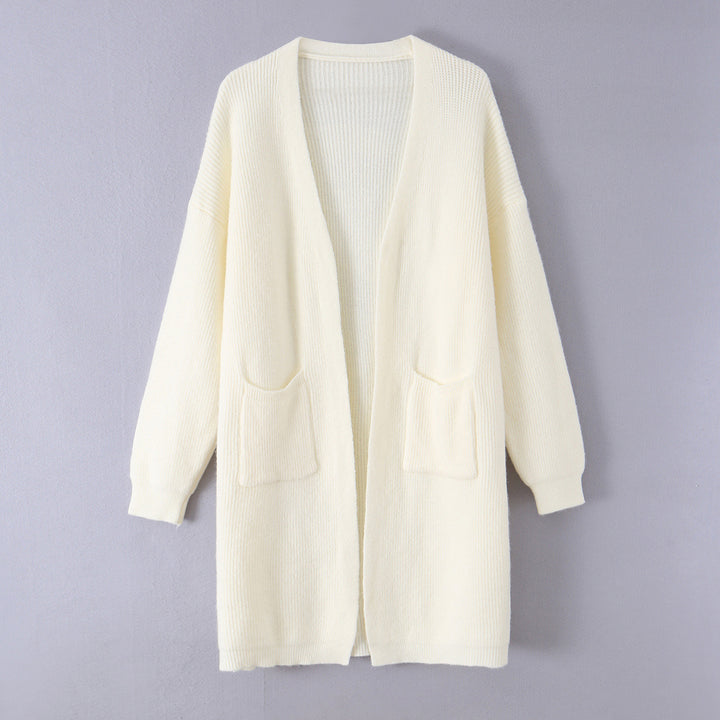 Damen Longline Strickcardigan mit aufgesetzten Taschen Drune