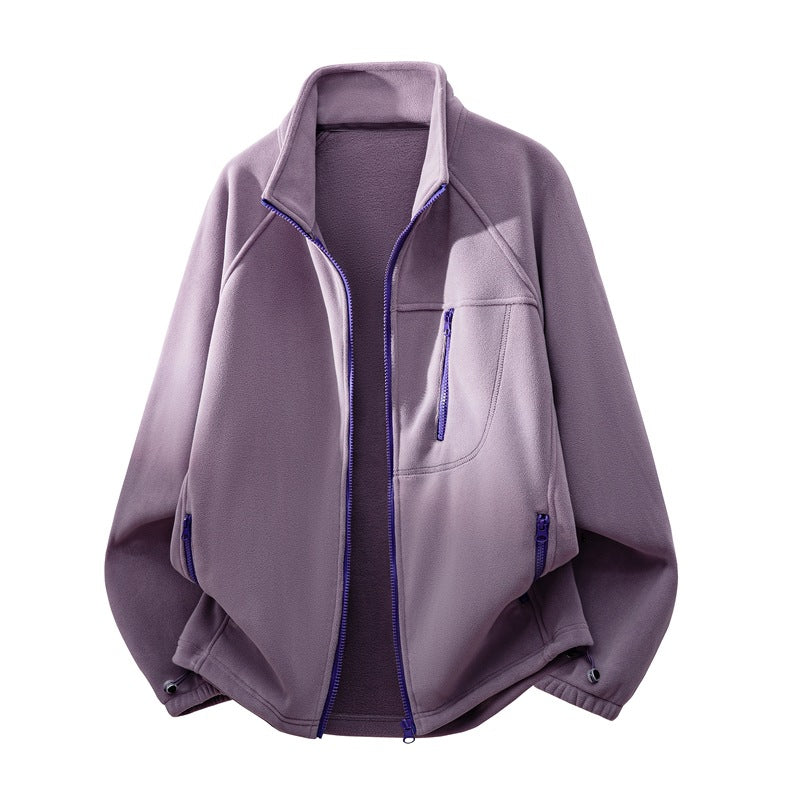 Unisex funktionale Microfleece-Performancejacke mit Stehkragen, Brustreißverschluss und ergonomischen Raglanärmeln Drune