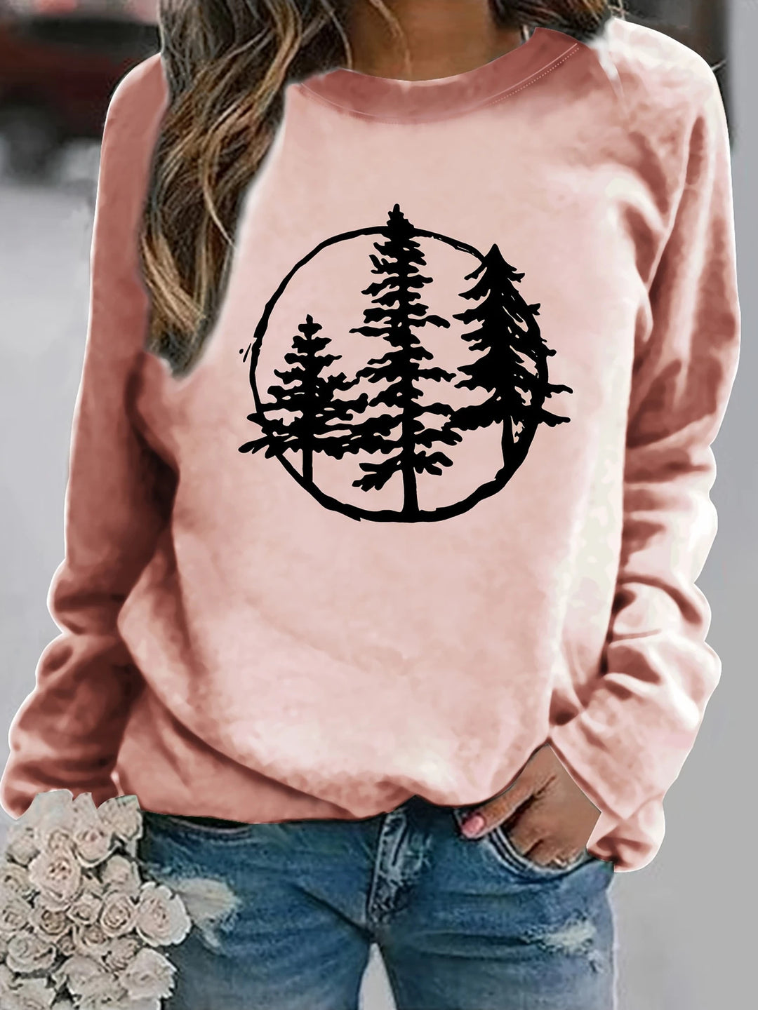Damen Sweatshirt mit coolem Naturmotiv und lässigem Schnitt Drune