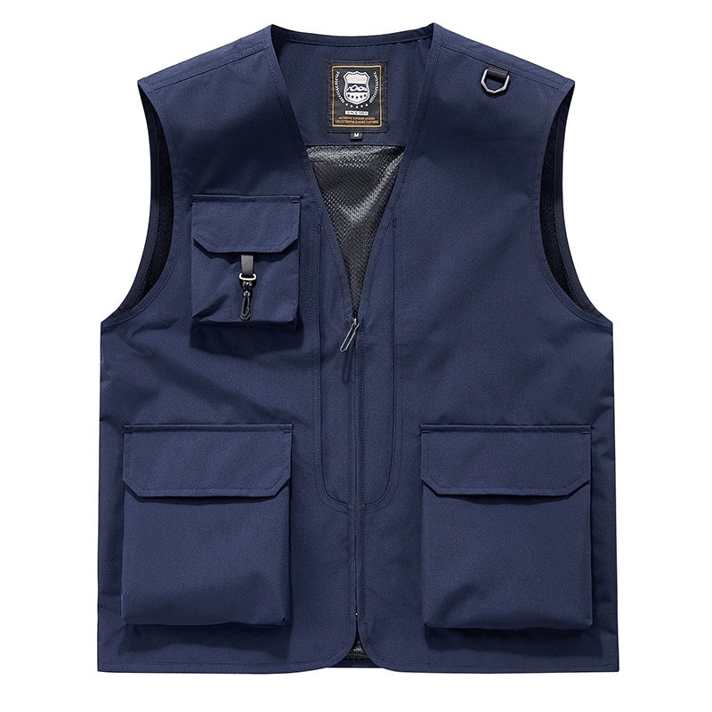Unisex Multitaschen-Utility-Weste mit Mesh-Innenfutter, D-Ring und robusten Außenfächern Drune