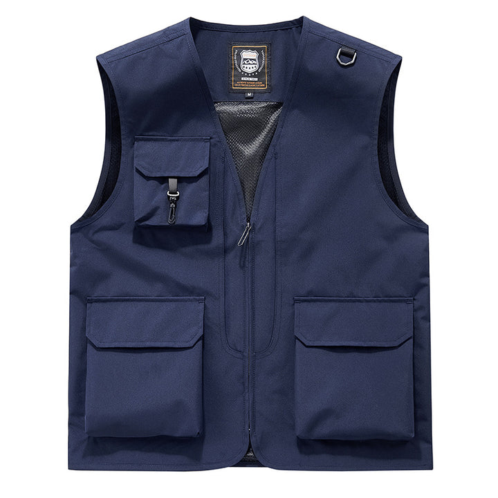 Unisex Multitaschen-Utility-Weste mit Mesh-Innenfutter, D-Ring und robusten Außenfächern Drune