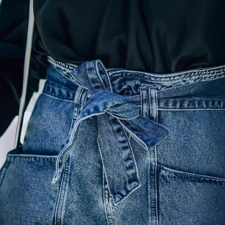 Damen Hochwaist Denim Shorts mit abnehmbarem Gürtel Drune