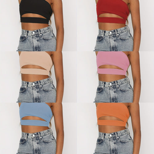 Damen Crop-Top mit asymmetrischem Design und Cut-Out-Details Drune