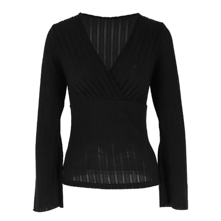Damen elegantes Wickeloberteil mit Rippstrick und gedrilltem Design Drune
