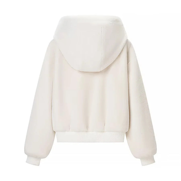 Damen nan wattierte Kapuzenjacke mit kuscheligem Teddyfutter, Reißverschluss und breitem Rippbund Drune