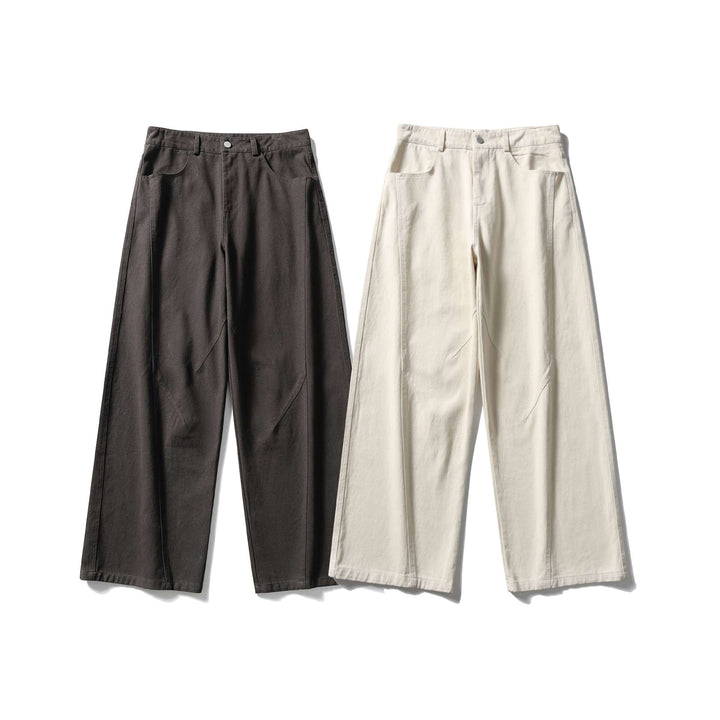 Damen Hochtaillierte weite Culotte‑Hose aus Baumwoll‑Twill mit Ziersteilnähten Drune