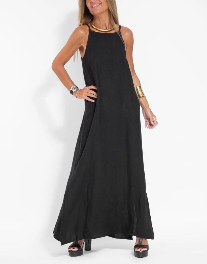 Damen lässiges Maxikleid mit schmalen Trägern und fließendem Schnitt Drune
