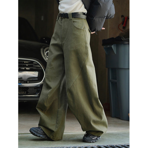 Damen Weite High‑Waist Cargo-Baggy-Hose mit aufgesetzter Klappentasche Drune