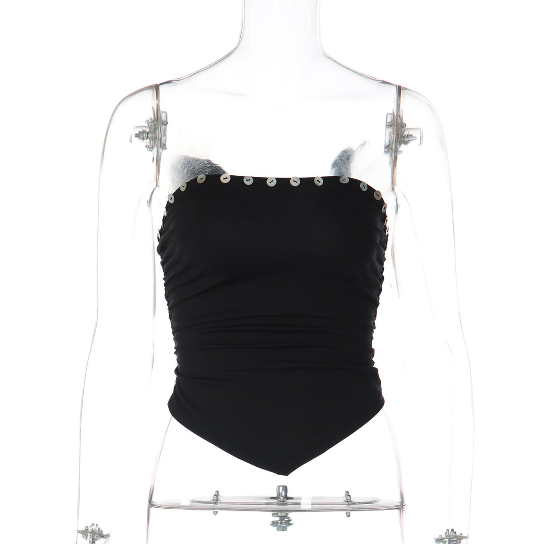 Damen Crop-Top mit raffinierten Rüschendetails und figurbetonter Passform Drune