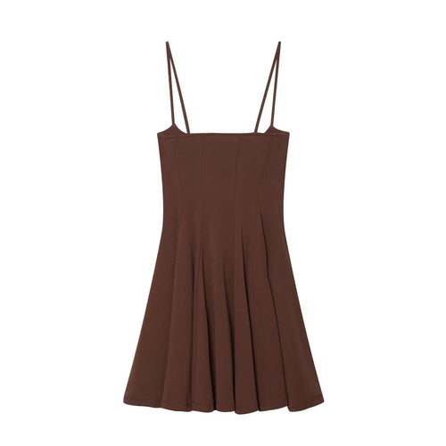 Damen luftiges Spaghettiträgerkleid mit schwingendem Rock Drune