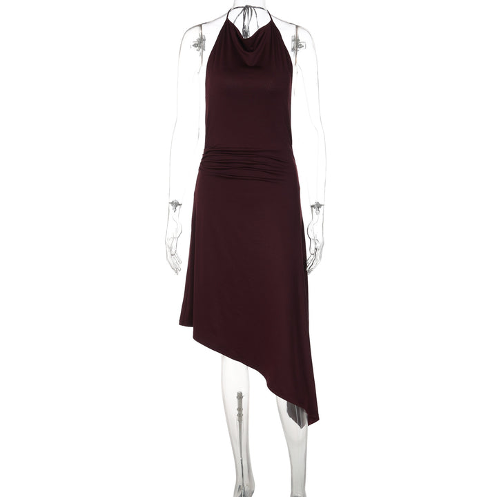 Damen Asymmetrisches Trägerkleid mit elegantem Drapierungsdesign Drune