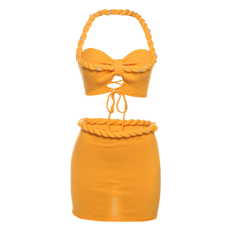 Damen Strickoberteil und Minirock Set Drune