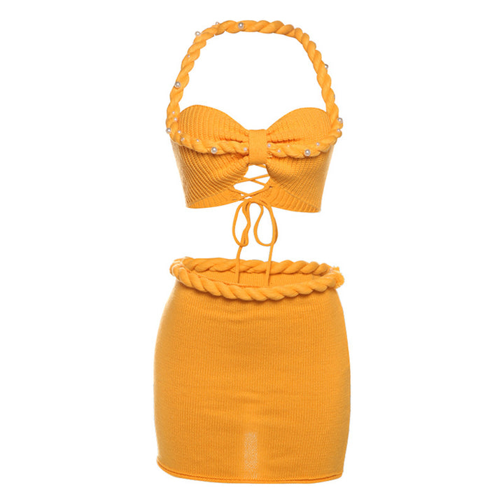 Damen Strickoberteil und Minirock Set Drune