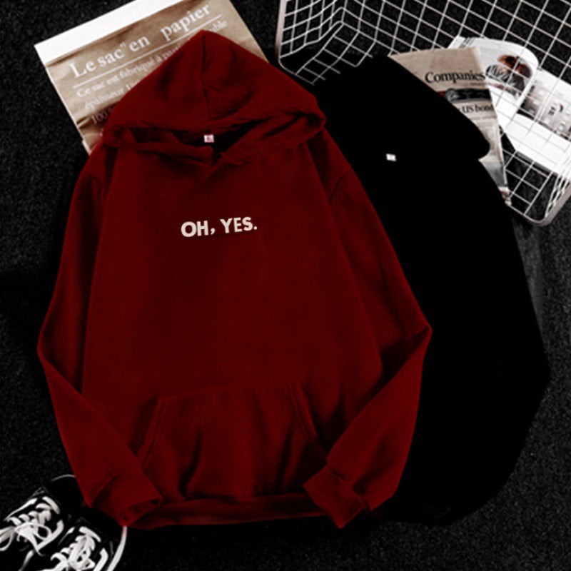 Damen nan Kapuzenpullover mit weichem Innenfutter, Kängurutasche und dezentem Frontprint Drune