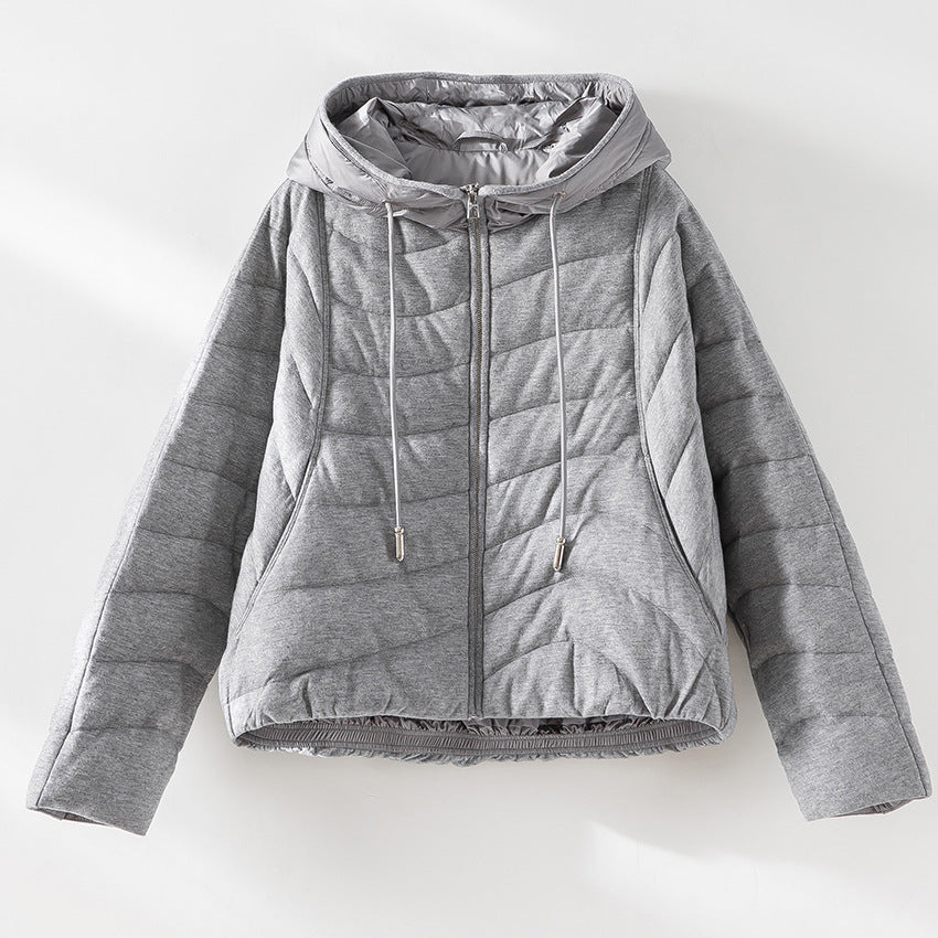 Damen gesteppte Kapuzen-Winterjacke mit tailliertem Gummizug Drune