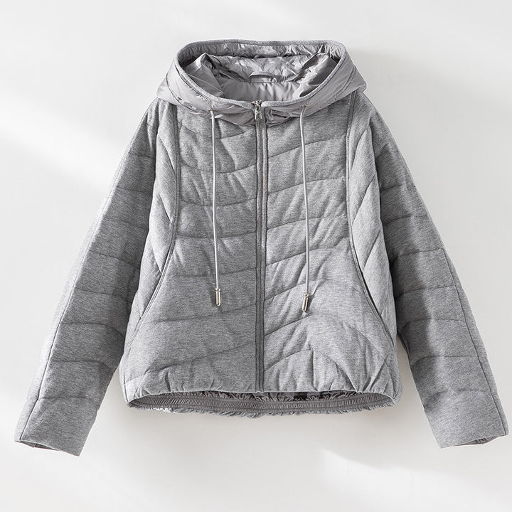 Damen gesteppte Kapuzen-Winterjacke mit tailliertem Gummizug Drune