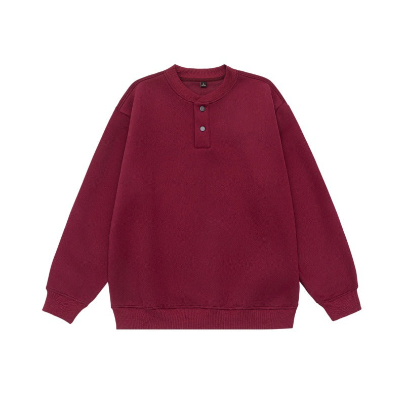 Unisex Weit geschnittenes Sweatshirt mit Halbknopfleiste und gerippten Bündchen Drune