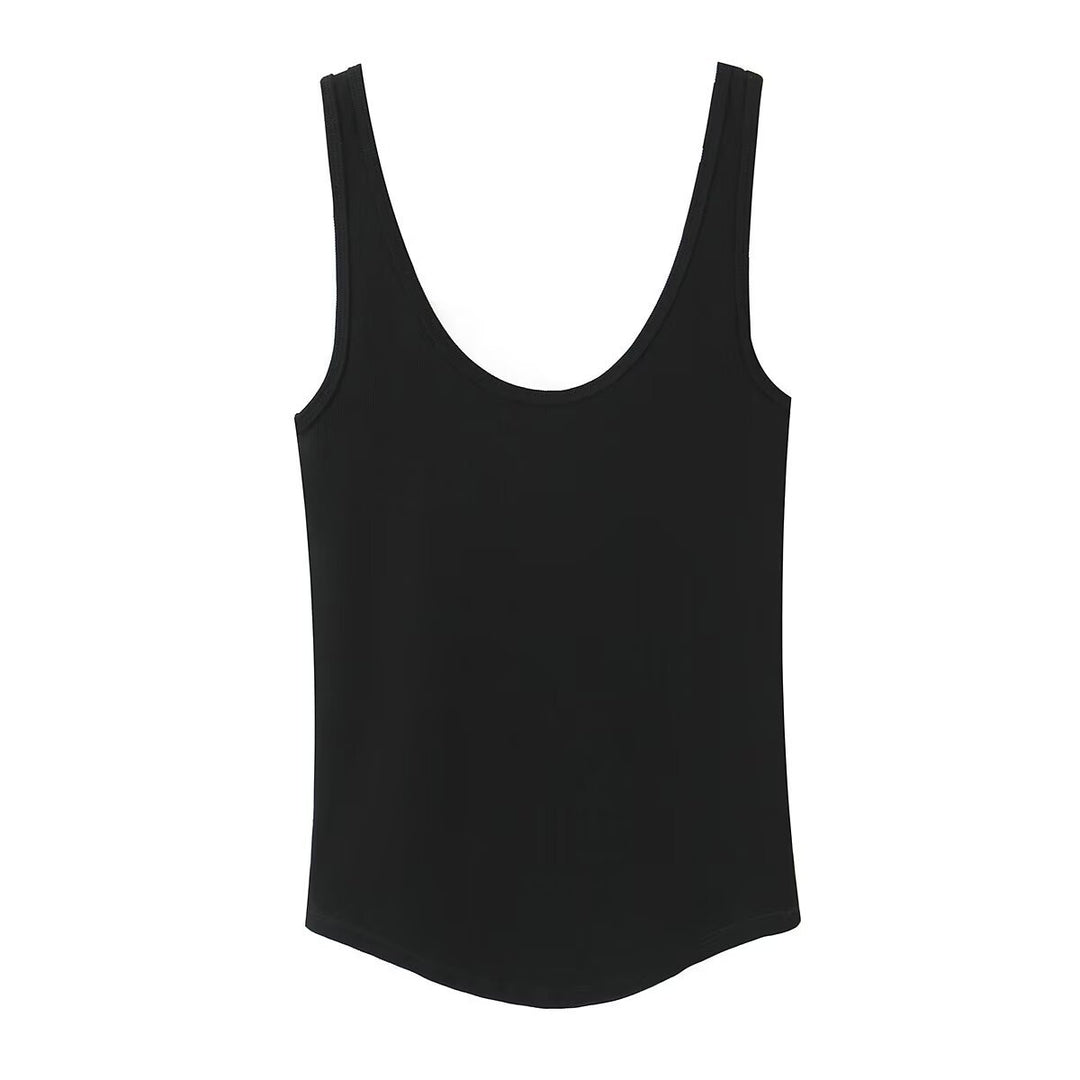 Damen hochwertiges Rippen-Top mit elegantem Rundhals und bequemer Passform Drune