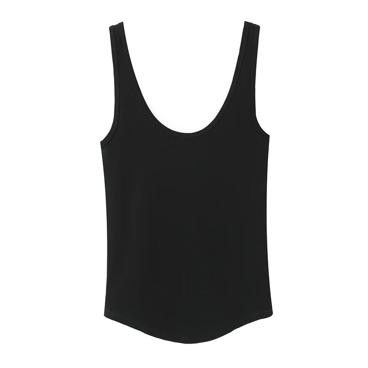 Damen hochwertiges Rippen-Top mit elegantem Rundhals und bequemer Passform Drune