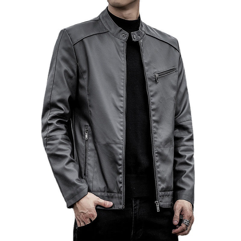 Herren Elegante Kunstlederjacke Drune