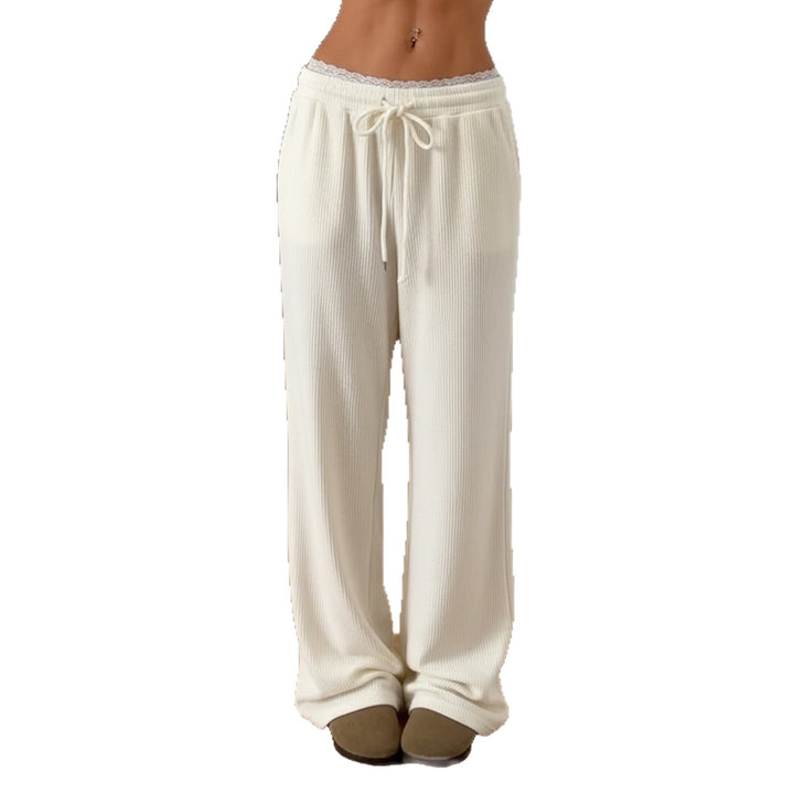 Damen Flared-Loungehose mit elastischem Bund und Bindebändern Drune