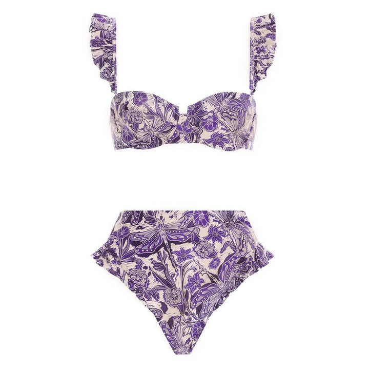 Damen Bikiniset mit schickem Wickelrock und verspieltem Rüschendesign Drune