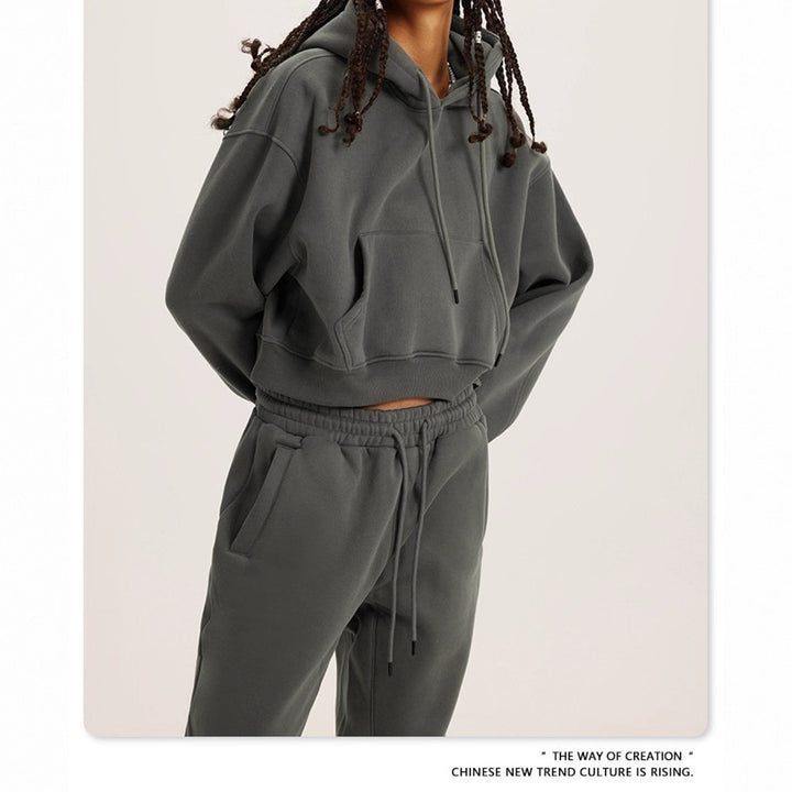 Damen cropped Hoodie und Jogginghose Set Drune