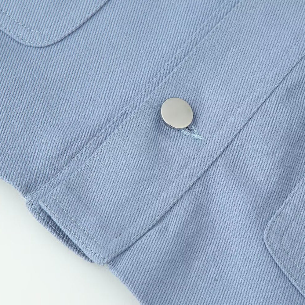 Damen Overshirt‑Jacke mit Kordkragen, aufgesetzten Taschen und Druckknopfleiste Drune