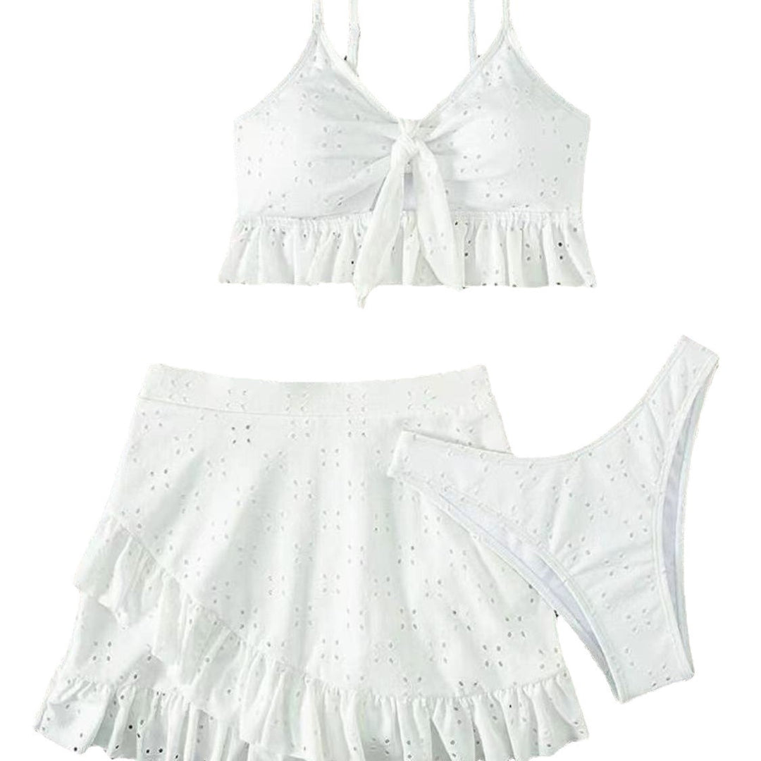 Damen Crop-Top und Minirock-Set mit verspielten Rüschendetails Drune