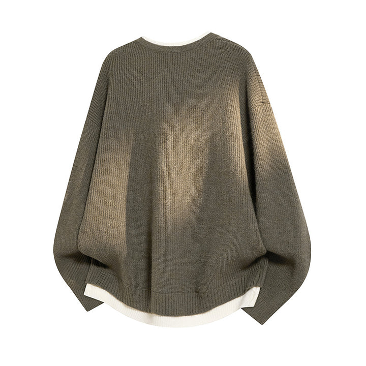 Damen Eleganter lässiger Pullover mit V-Ausschnitt und weitem Schnitt Drune