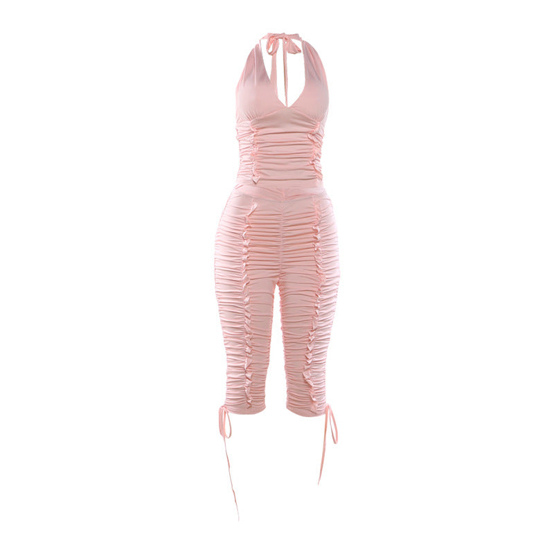 Damen Jumpsuit mit raffinierten Raffungselementen und stilvollen Bindebändern Drune