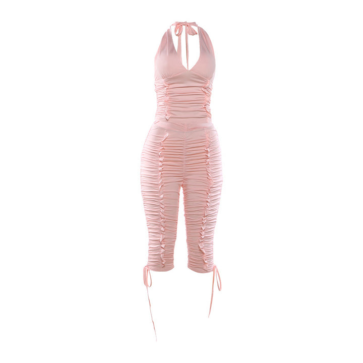 Damen Jumpsuit mit raffinierten Raffungselementen und stilvollen Bindebändern Drune