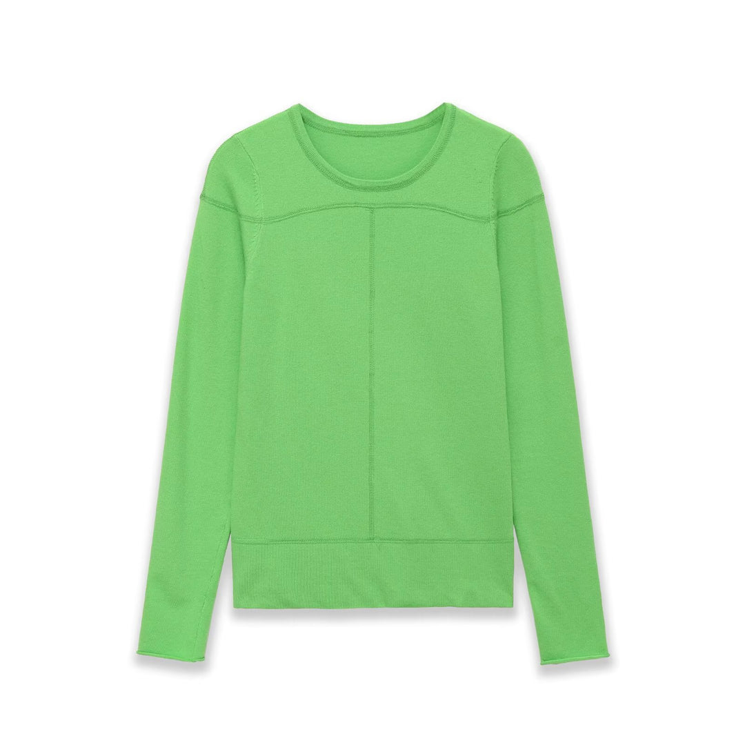 Damen Leichter Feinstrickpullover mit Rundhalsausschnitt und dekorativen Nahtdetails Drune