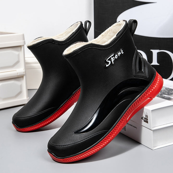 Herren Wasserdichte Kurzschaft Gummi-AnklDruneoots mit rutschfester Profilsohle und Pull-Tab Drune