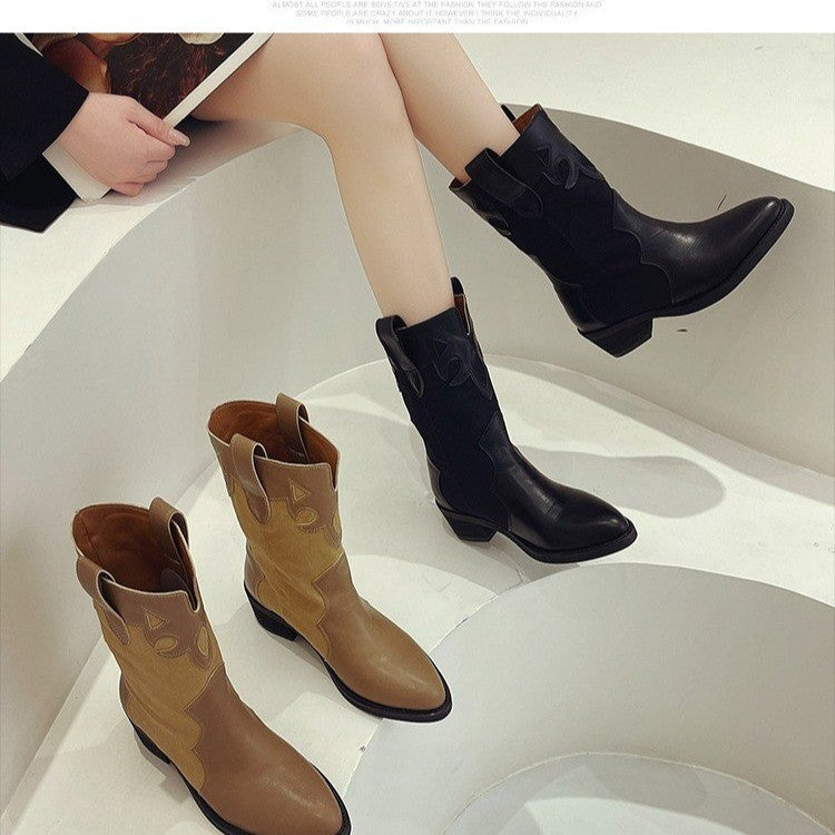 Damen Western-Stiefel mit modischen Cut-Out-Details und robustem Blockabsatz Drune