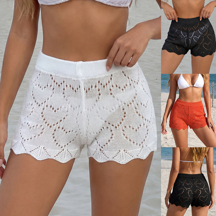 Damen luftige Häkelshorts mit Herzen Drune