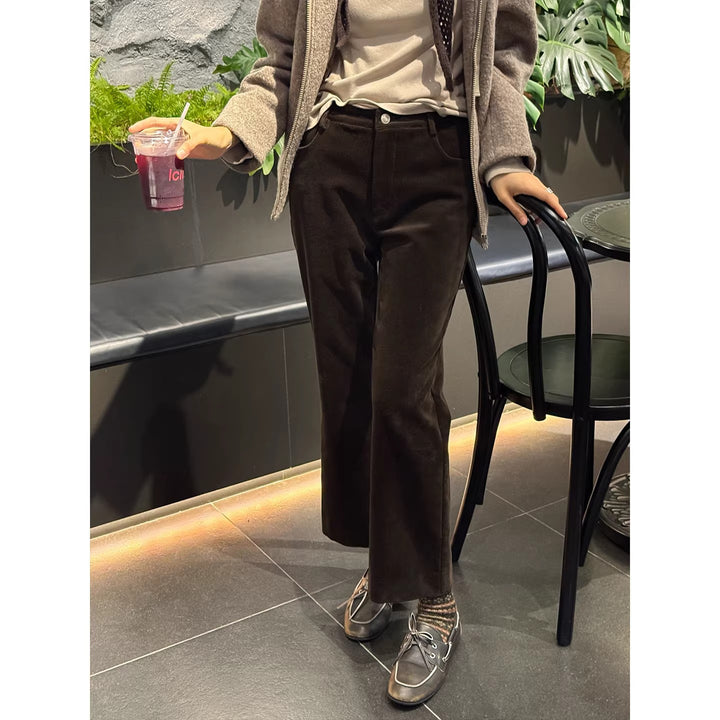 Damen Elegante Flared Cordhose Drune